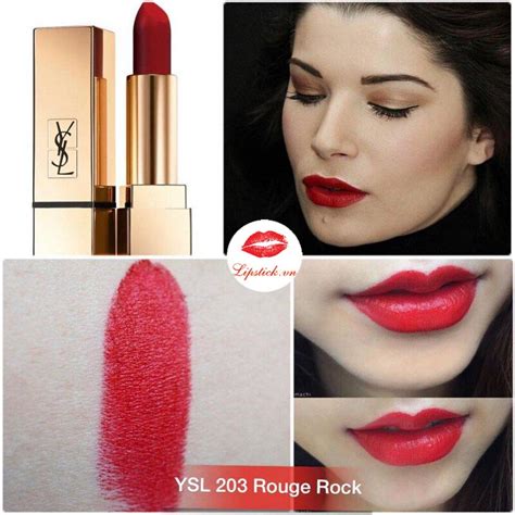 Son YSL 203 Rouge Rock Màu Đỏ Đậm 